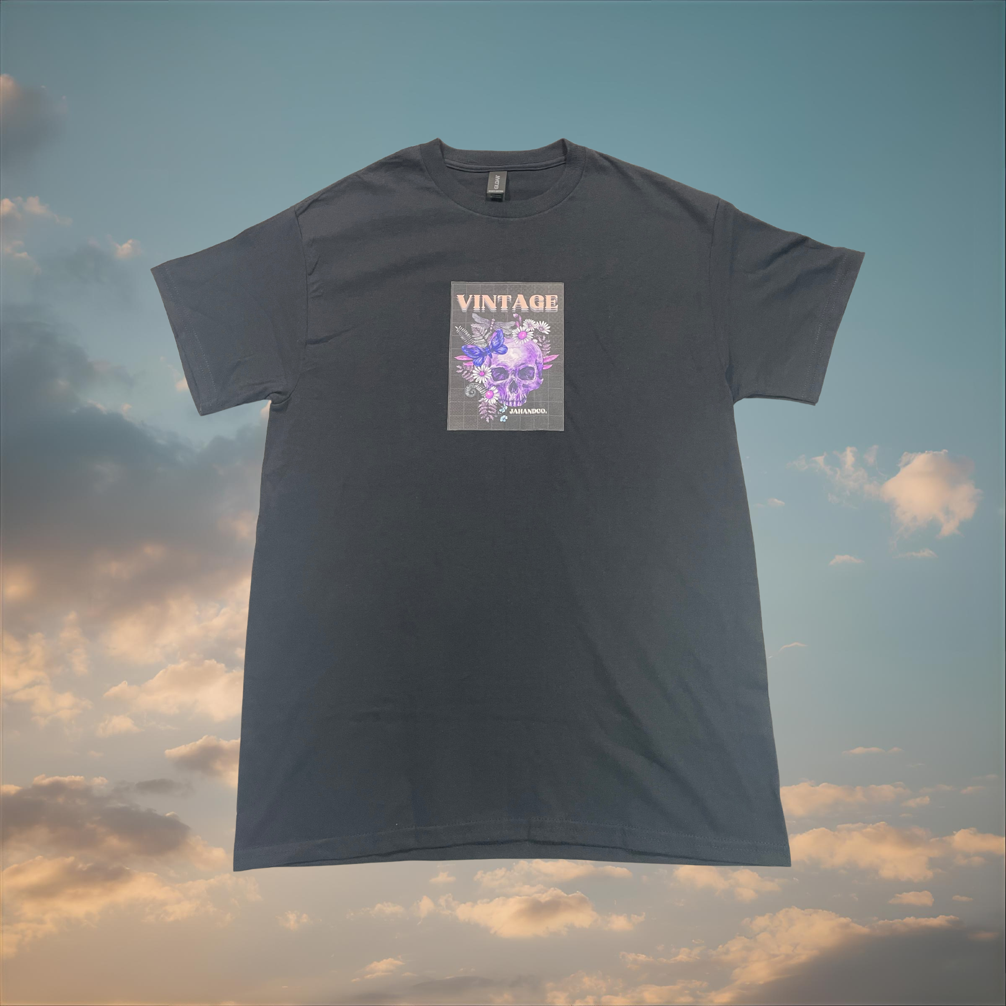“Jah and Co Vintage” Floral Skull Shirt