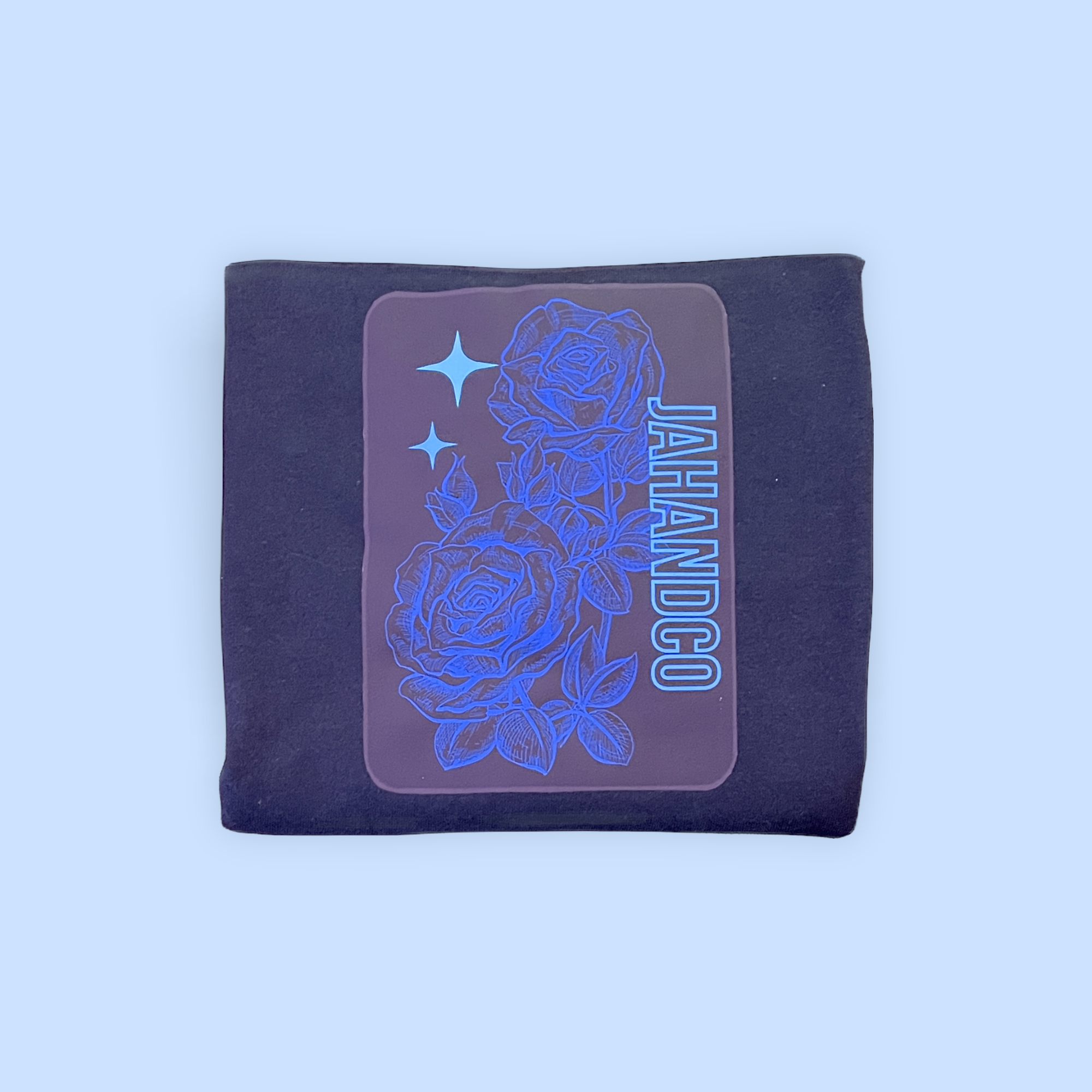Vibrant Blue Rose graphic shirt