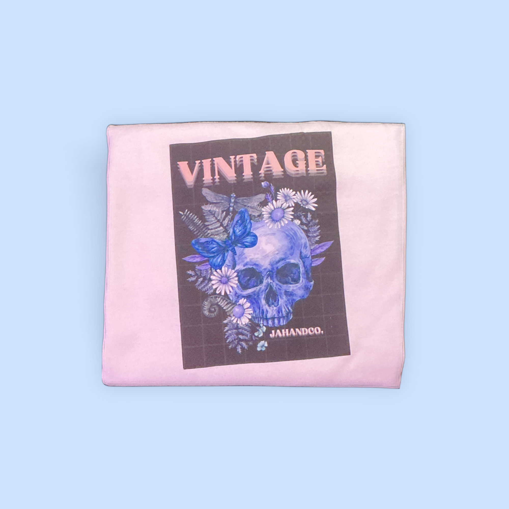 "Vintage" Floral blue skull shirt